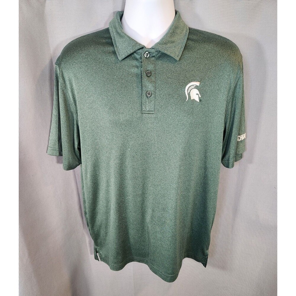 Colosseum Michigan State Spartans Polo Shirt Men’s Size Large Green Collard